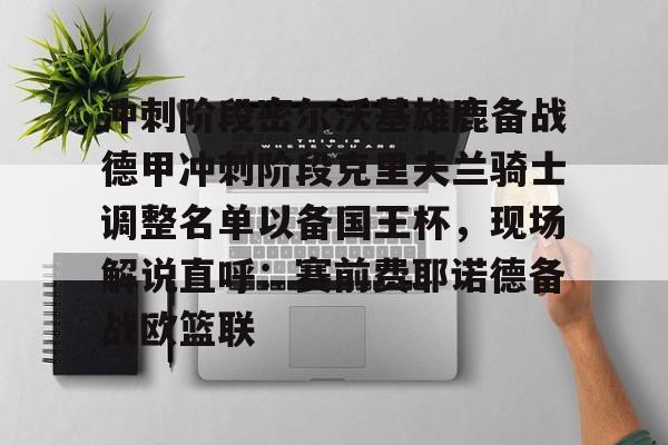 游戏模拟器APP下载-关于冲刺阶段密尔沃基雄鹿备战德甲冲刺阶段克里夫兰骑士调整名单以备国王杯，现场解说直呼：赛前费耶诺德备战欧篮联的信息